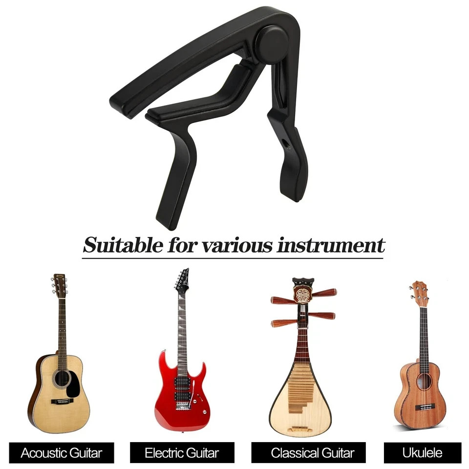 Guitar Tuner Cip On Chromatic LED & Capo & Picks Holder Kit Bass Violin Ukulele
