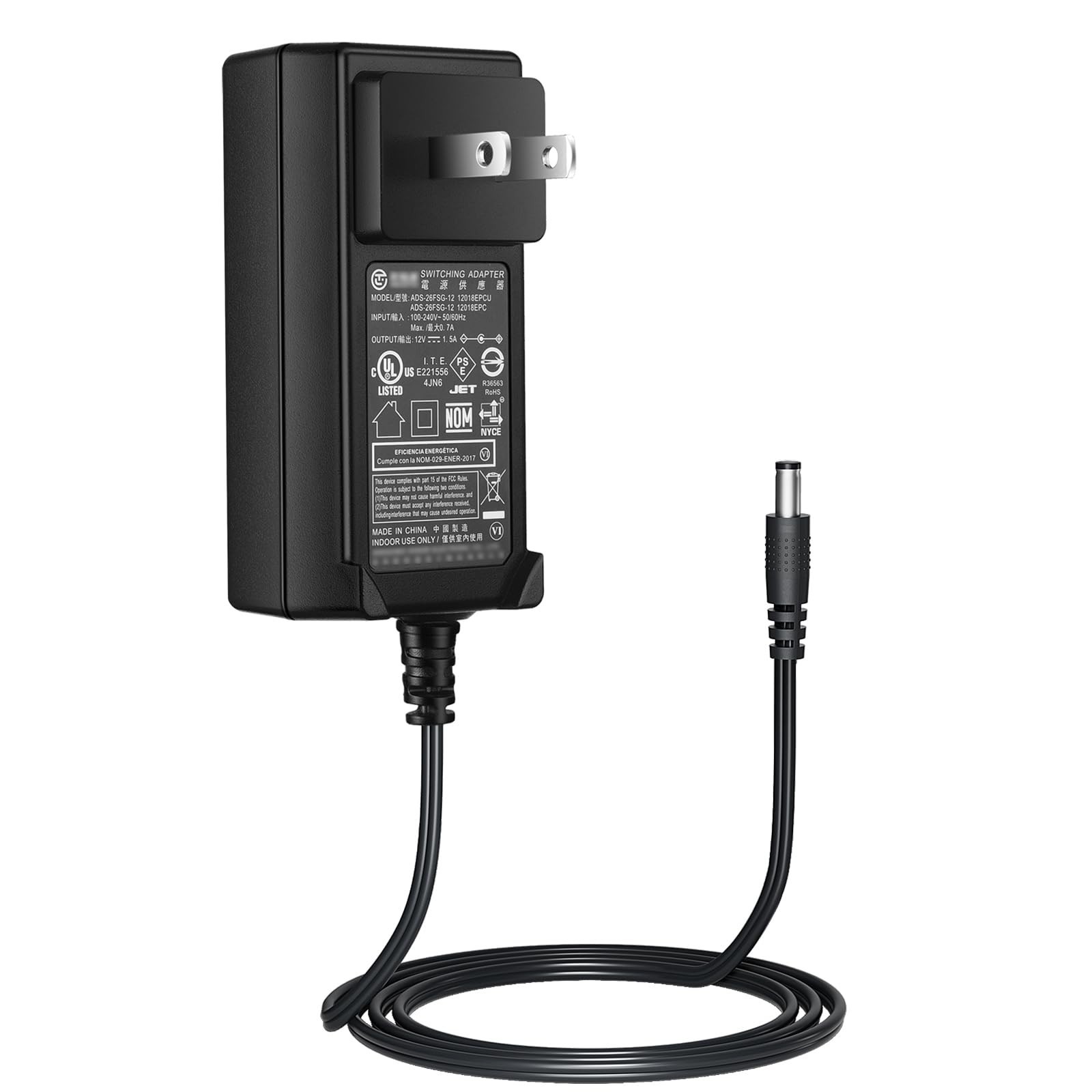 DC 12 Volt 1.5A Switching Power Supply, 12 Volt 1.5 Amp 18W AC/DC Power Suppl...
