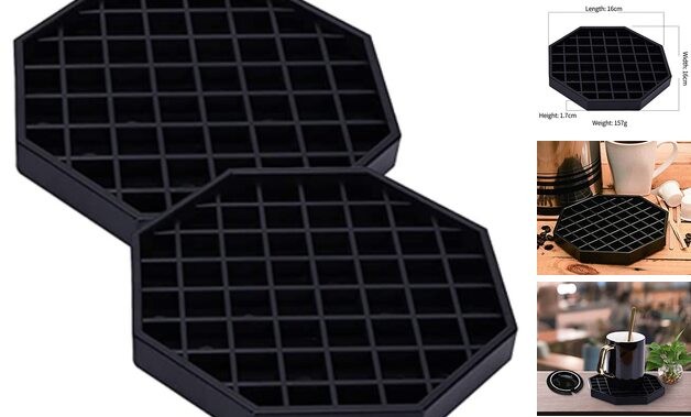 Drip Trays 6" Coffee Countertop Octagon Drip Tray Black Plastic Coffee Drip