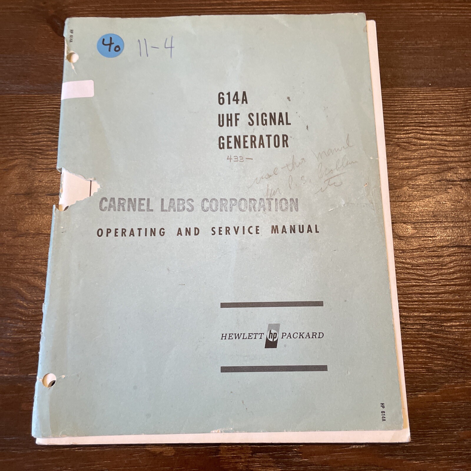 HP 614A UHF Signal Generator Operating & Service Manual 00614-902