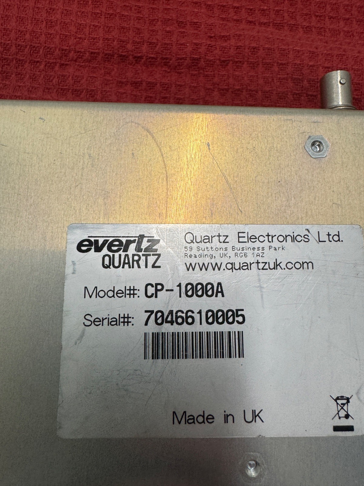 Evertz Quartz CP-1000A Control Panel Used