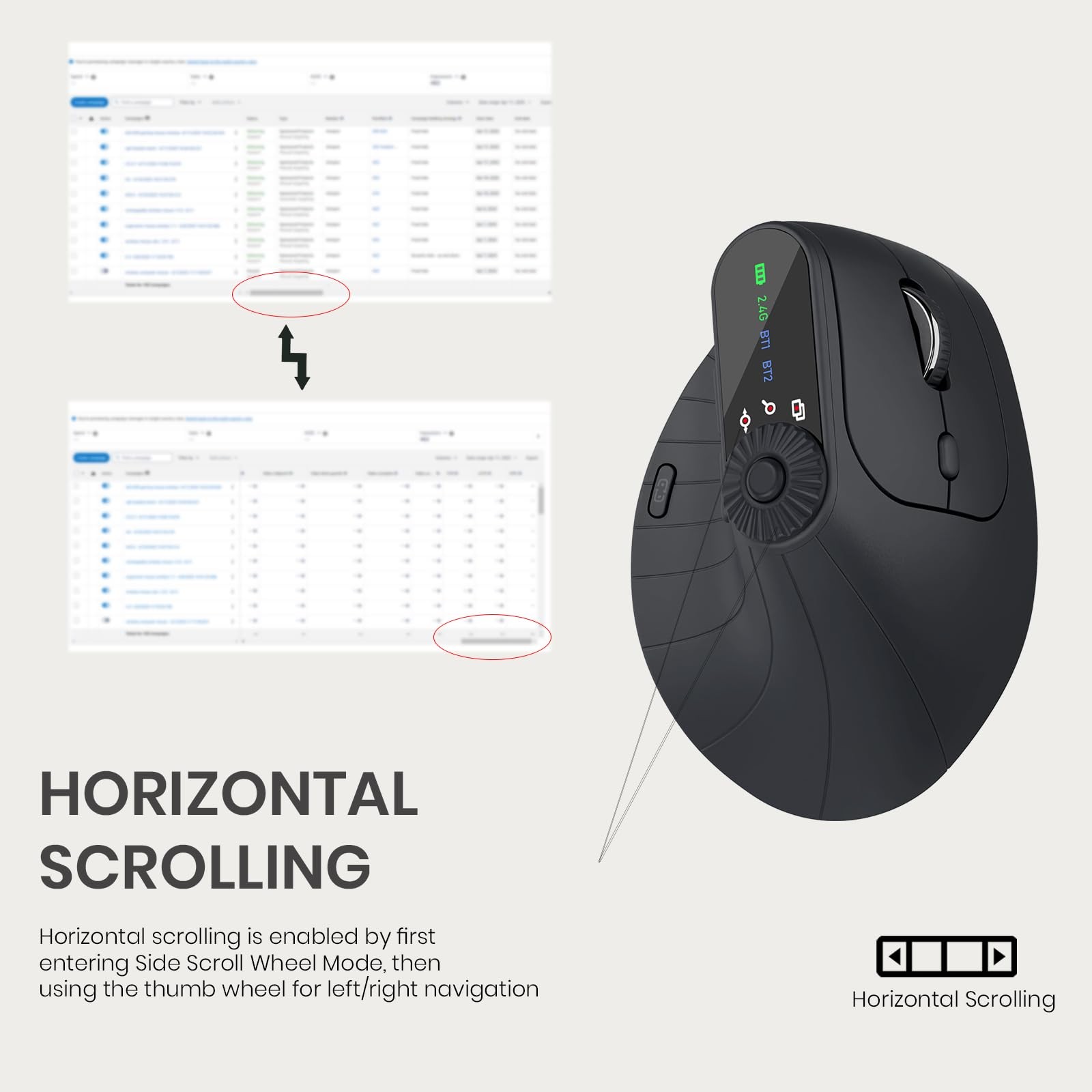 Vertical Ergonomic Mouse 2.4G Wireless Bluetooth Task Window Switching Black