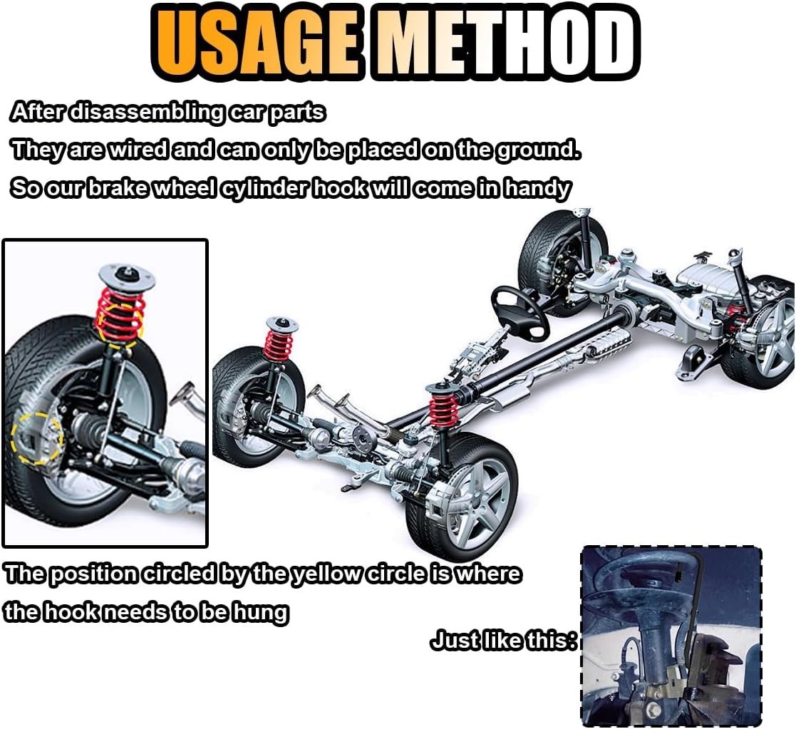 Efficient Brake Maintenance with 2 Pcs Car Caliper Hooks - Rust-Proof and Safe