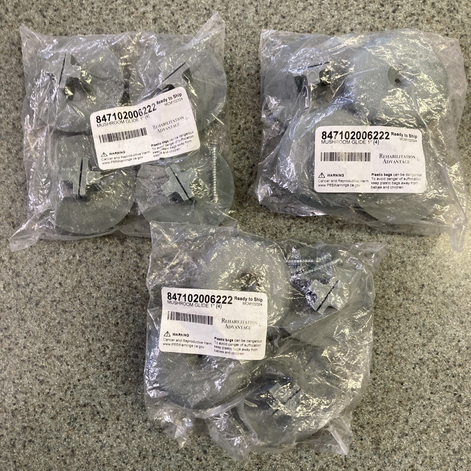 Rehab Advantage Mushroom Glide 1” 3 (4) Packs