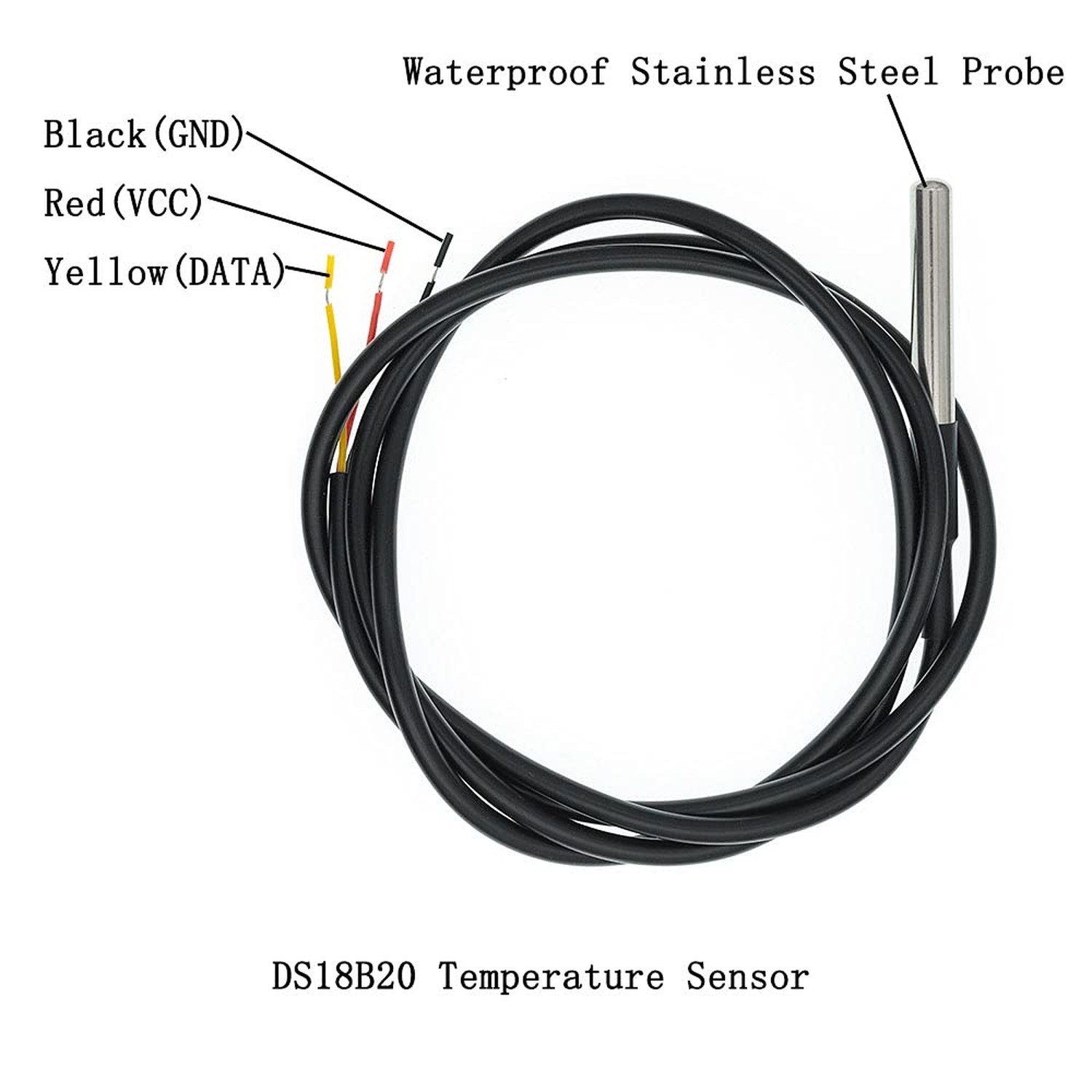 2 Pack Temperature Sensor Module Kit with Waterproof Stainless Steel Probe, T...