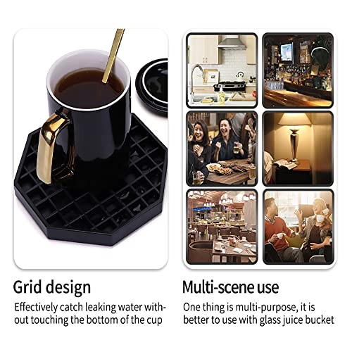 Drip Trays 6" Coffee Countertop Octagon Drip Tray Black Plastic Coffee Drip