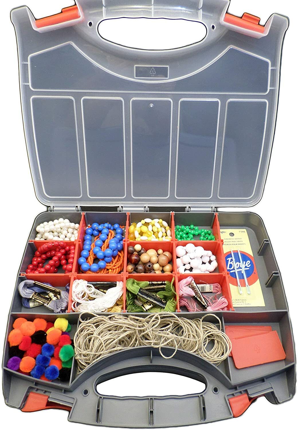 2 Sided Storage Organizer Carrying Case Adjustable Compartments Crafts 13.5in
