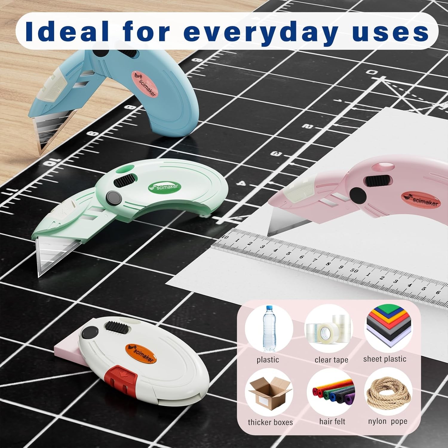 4 Pack Folding Box Cutters – Lightweight Utility Knives with Back-Lock & 10 Ex