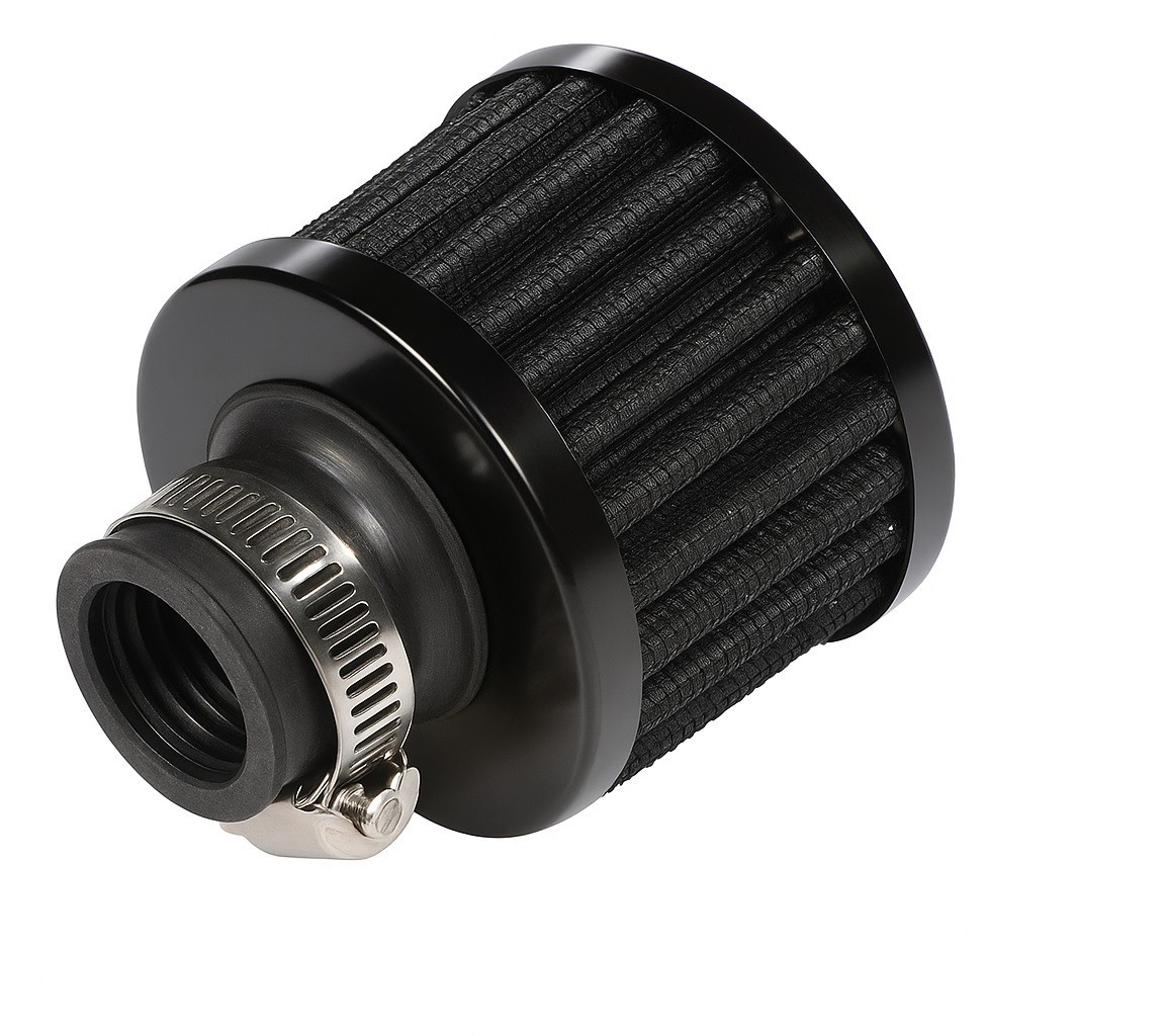 Black Crankcase Breather Filter 18mm Neck Rocker Cover Engine Oil Vent Air