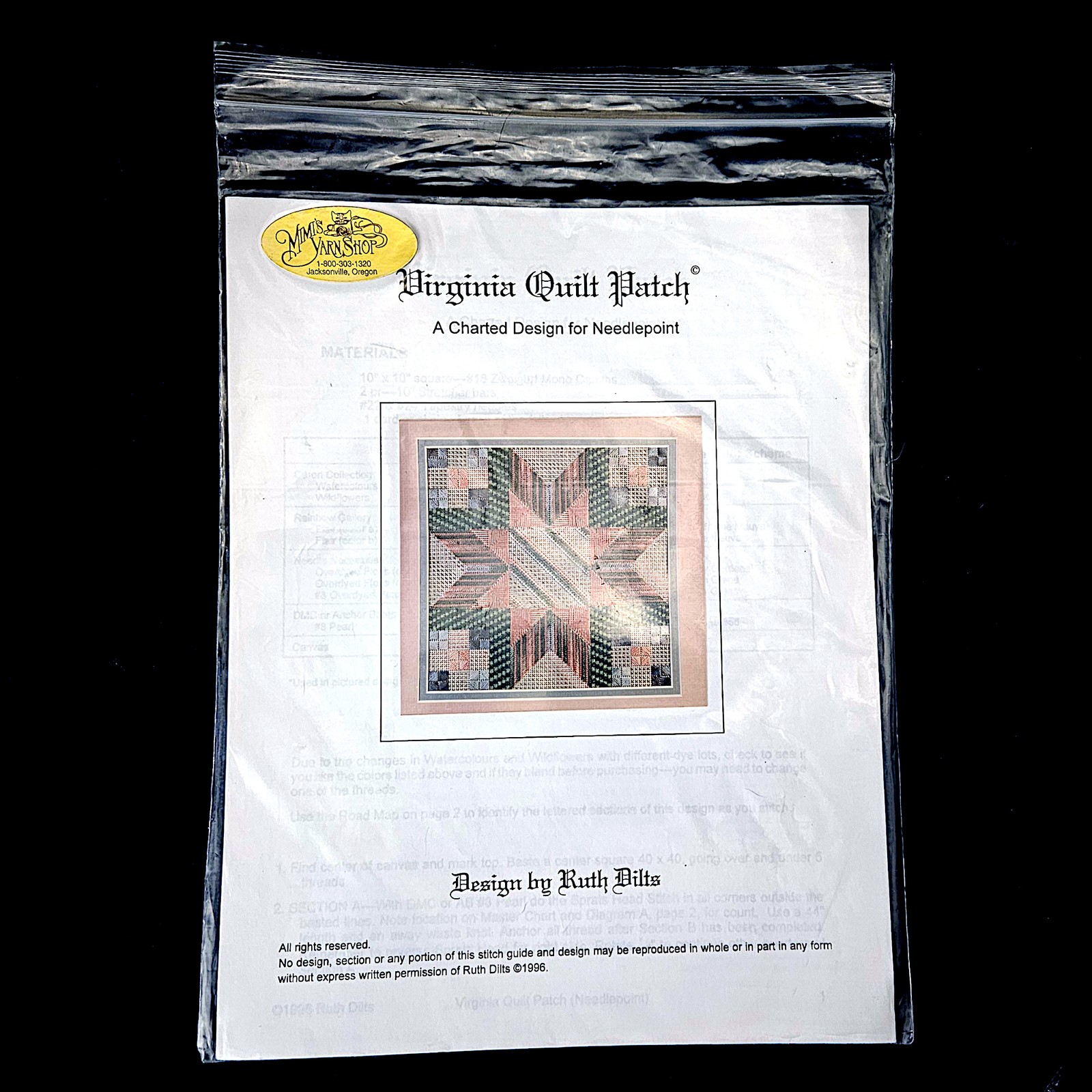 RUTH DILTS NEEDLEPOINT STITCH GUIDE: VIRGINIA QUILT PATCH BM