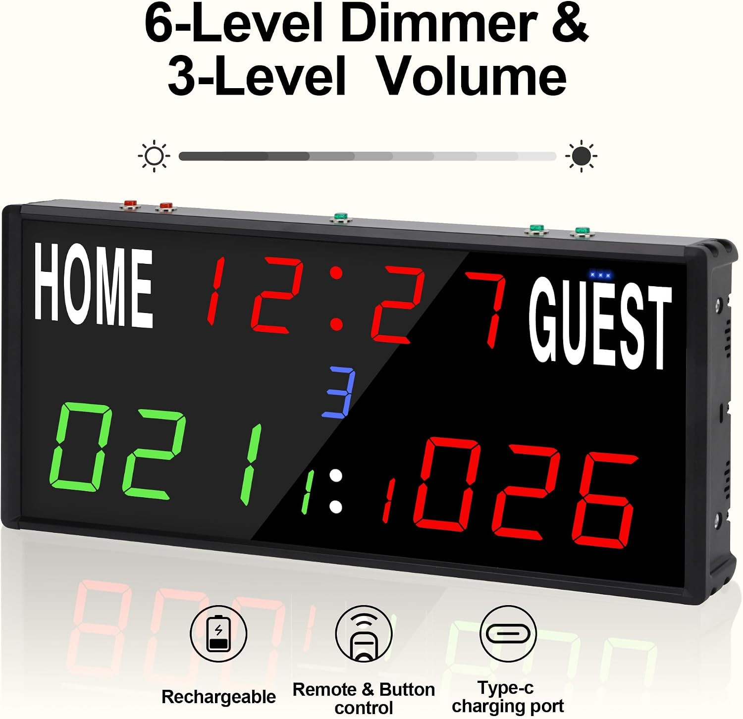 LED Electronic Scoreboard Digital Score Keeper with Remote/Timer/Shot Clock | Ba