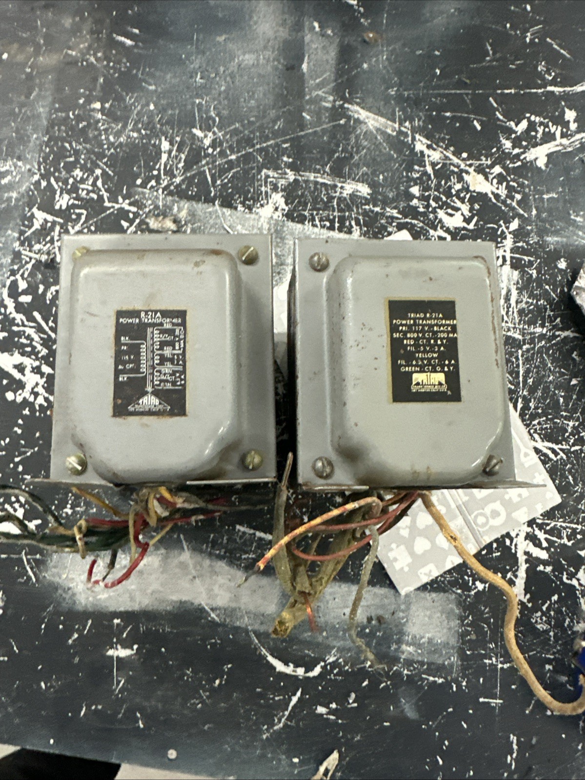Pair Of Triad R-21A Vintage Tube Amplifier Power Transformer #2 Cloth Leads