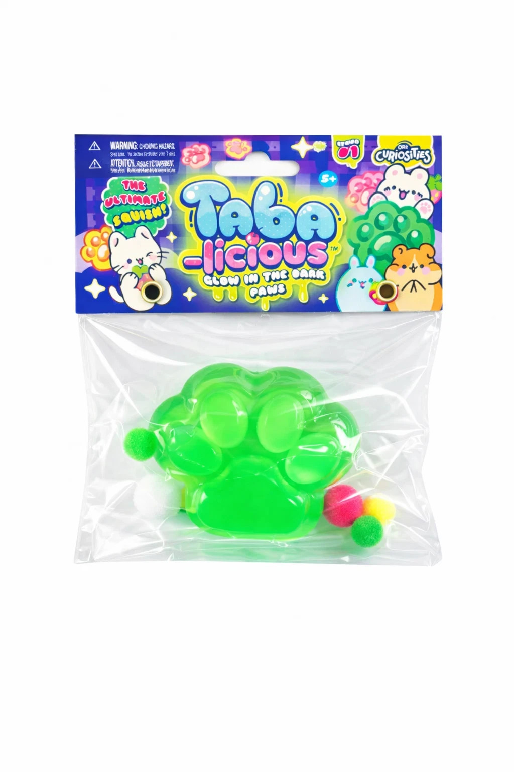 NEW! Lot of 2 ORB Taba-licious Glow in the Dark Cat Paws Squishy Squeeze Neon
