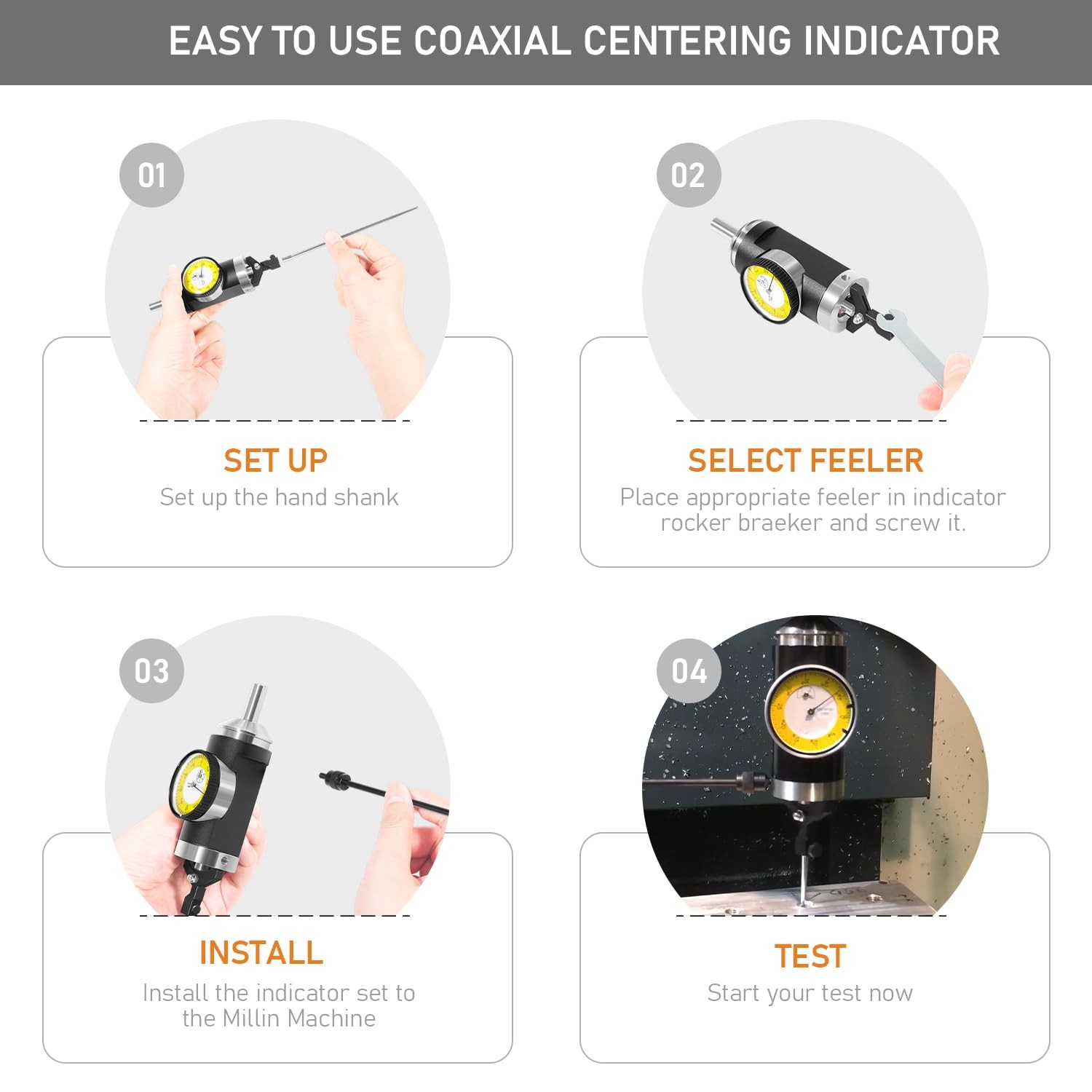 Coaxial Centering Indicator Co-Ax Precision Milling Machine Test Dial .0005 CNC