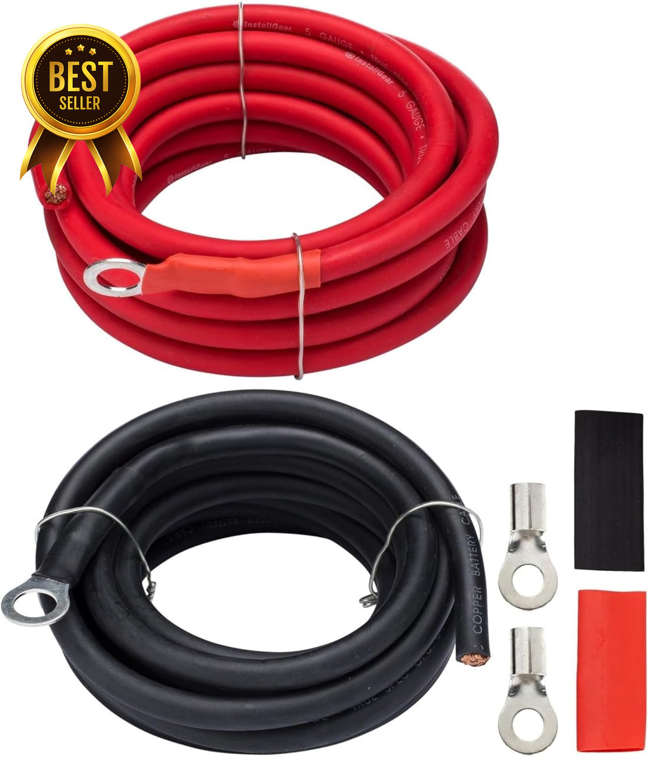 5AWG Battery Inverter Cables 10ft 2ct Red Black Copper Solar RV Marine Wire