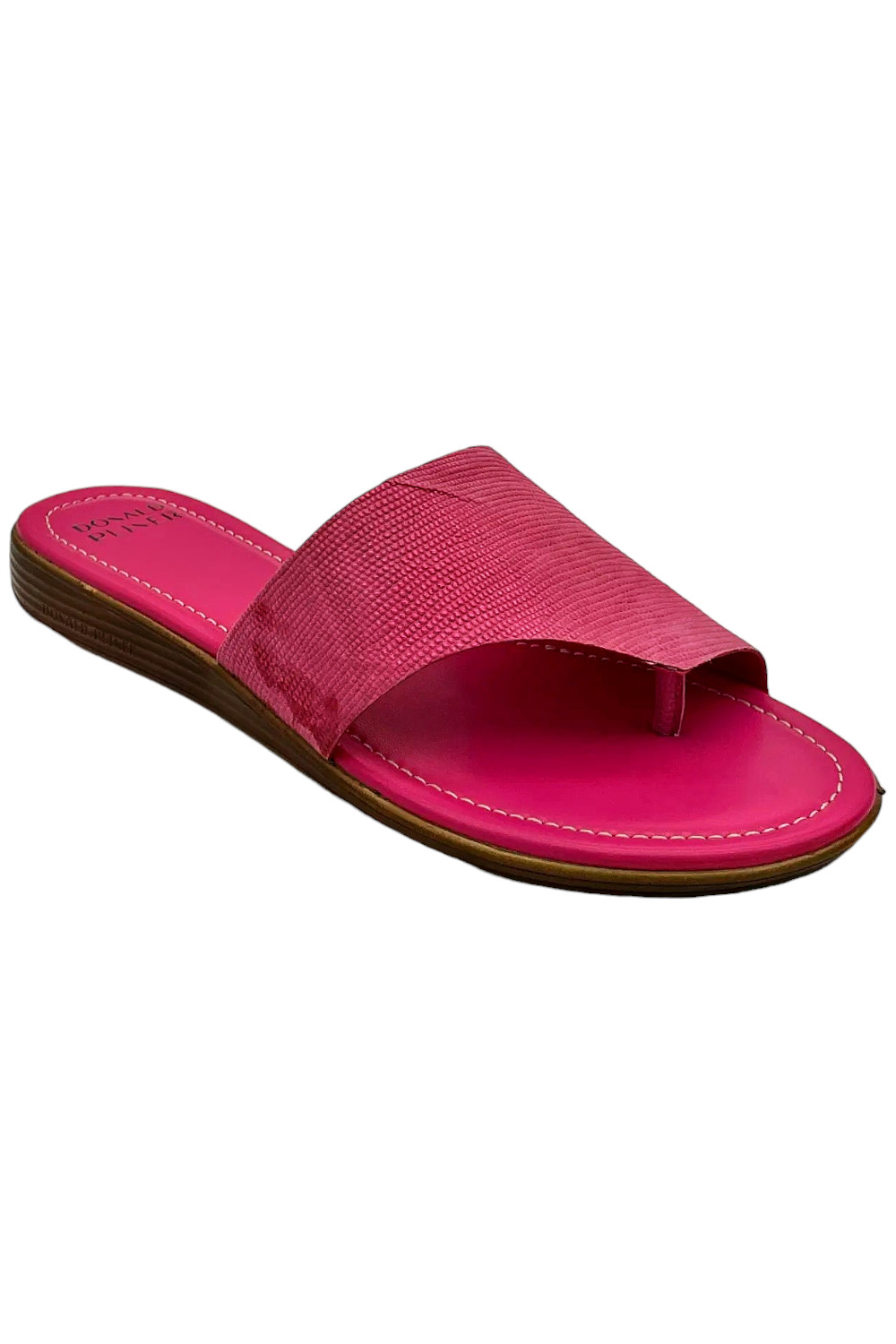Donald Pliner Women's Galm MTL Lizard Print Slip On Sandals Magenta