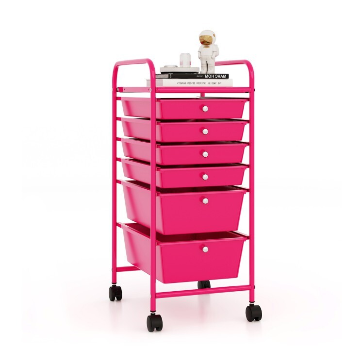 6-Drawers Storage Cart Organizer Multifunctional Kitchen Rolling Cart w/ Wheels