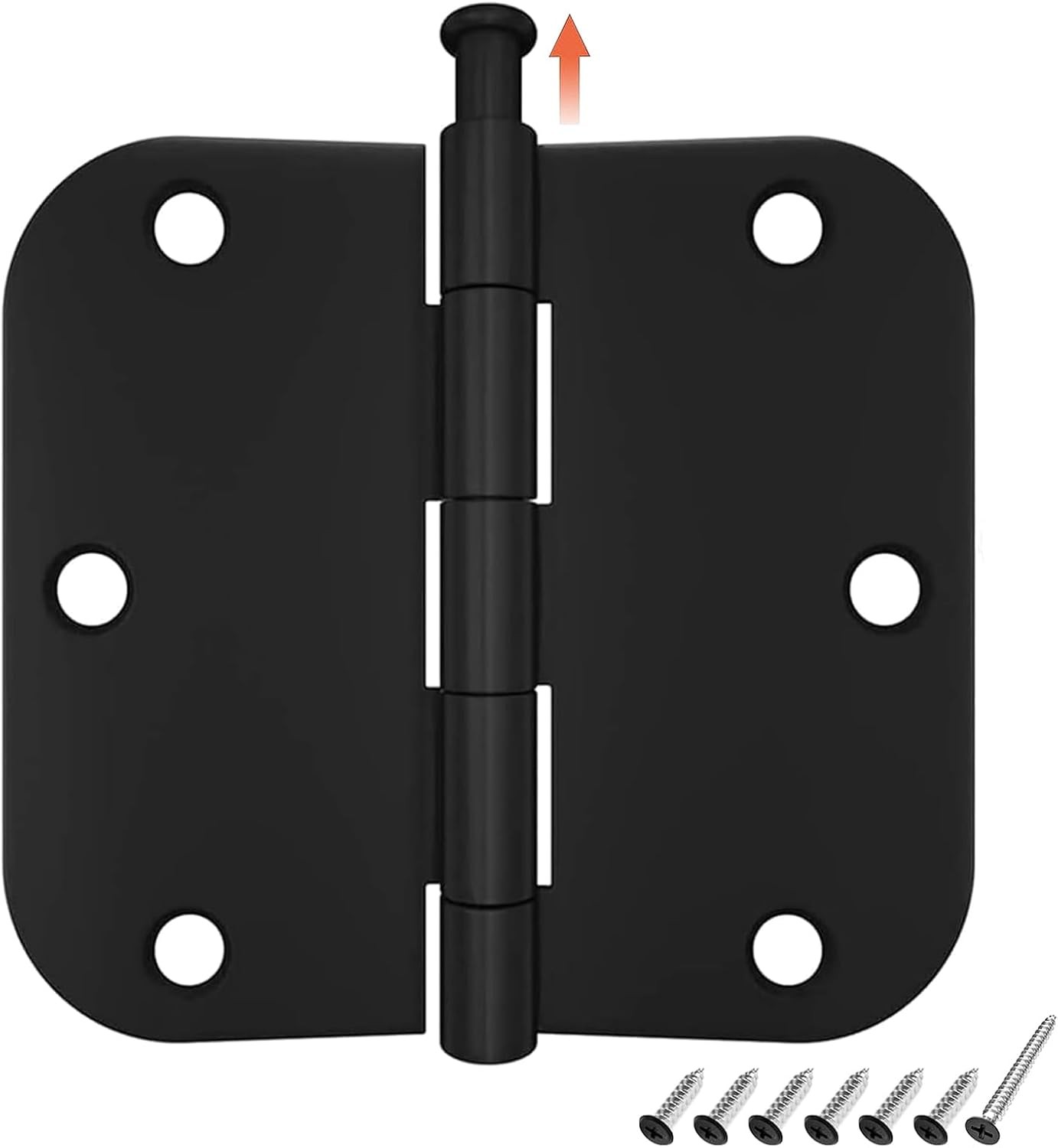 HOSOM 24 Pack 3.5" x 3.5" Rounded Door Hinges 5/8" Radius Matte Black
