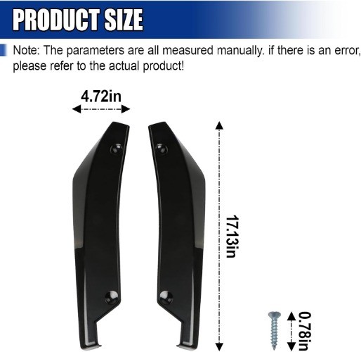 2PCS Car Rear Bumper Canard Diffuser Protector, Anti-Collision Si Color: Black