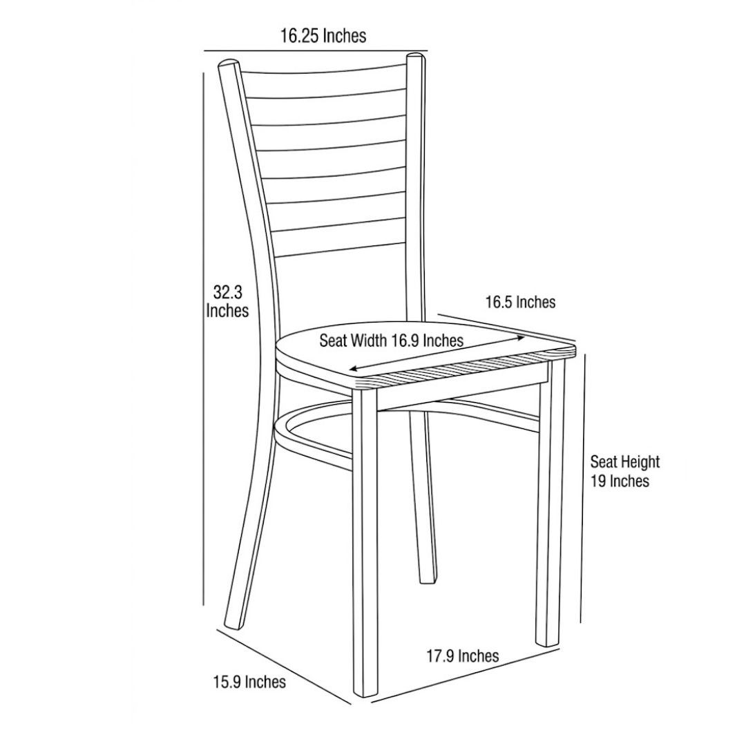 Ladder Back Restaurant Chair with Silver Frame and Cherry Wood Seat by Chivari