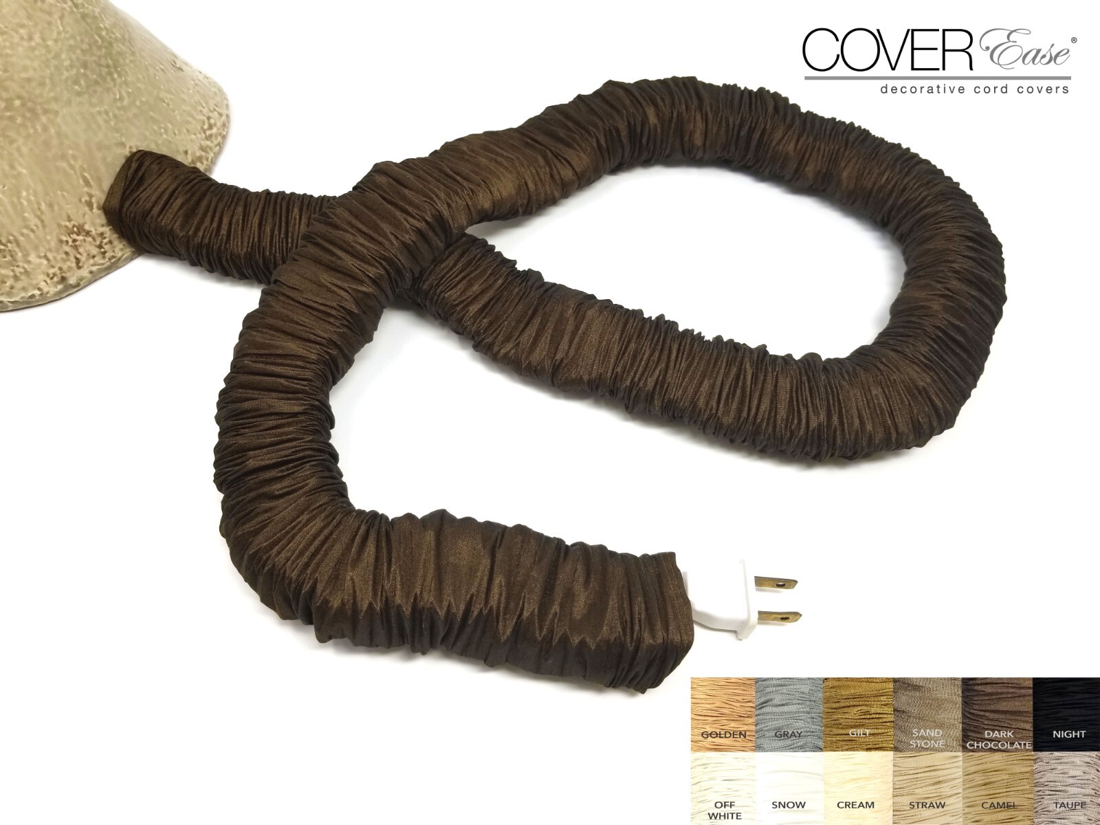 Dk Brown 9 ft x 2 inLamp Cord Cover, Fabric Cord Cover, Cord Sleeve USA