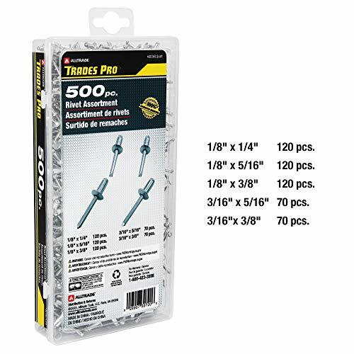 Aluminum Rivet Assortment Durable, 500-Piece with Box,Multiple Sizes pack of 500