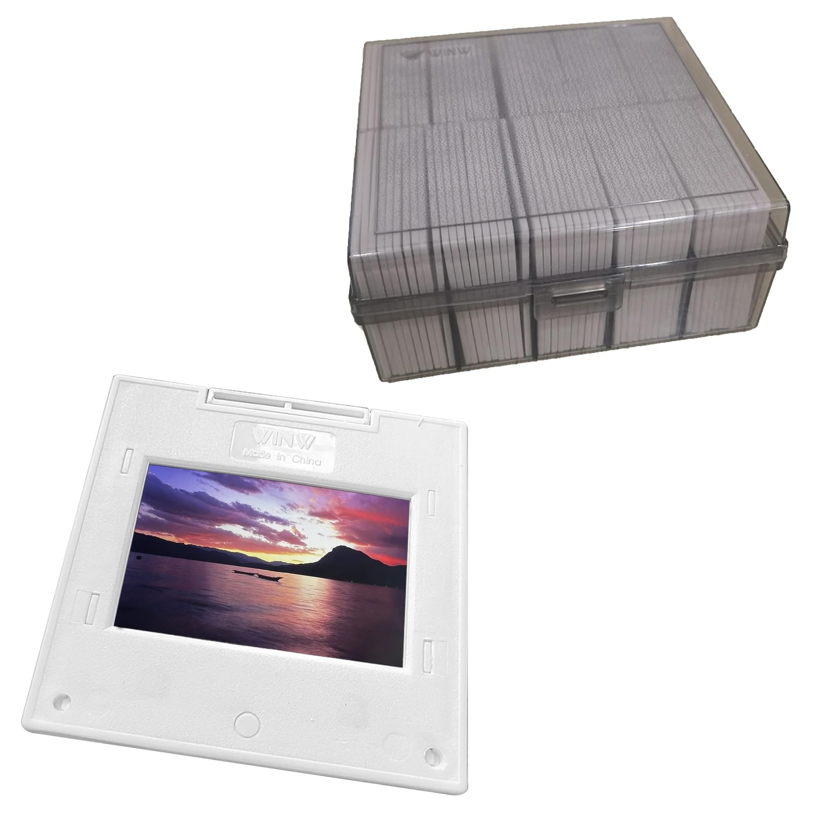 100 PCS 35mm Plastic Slide Mounts Storage Box Film Photo Archiving