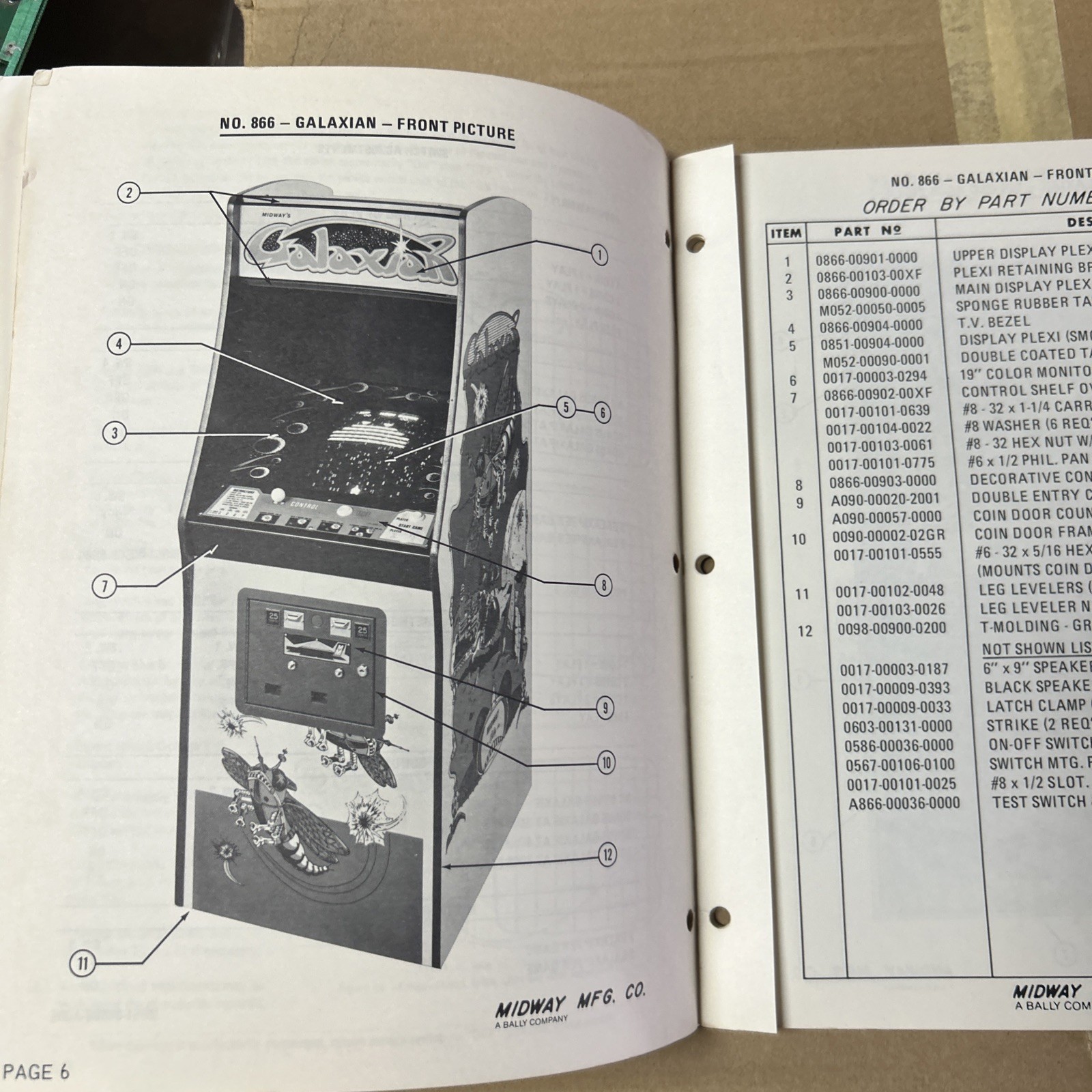 original  Vintage arcade video game owners manual Galaxian Midway with schematic