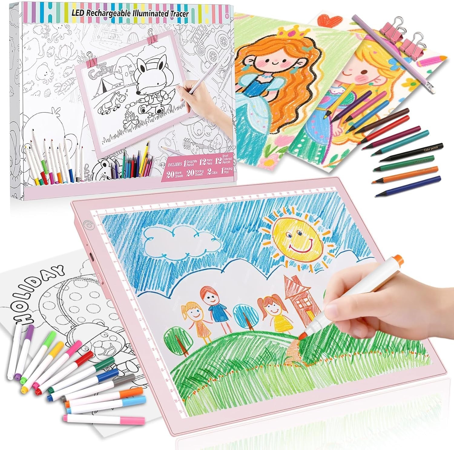 LED Drawing Tablet Kits Pink - 15" Light Board for Diamond Painting Accessories