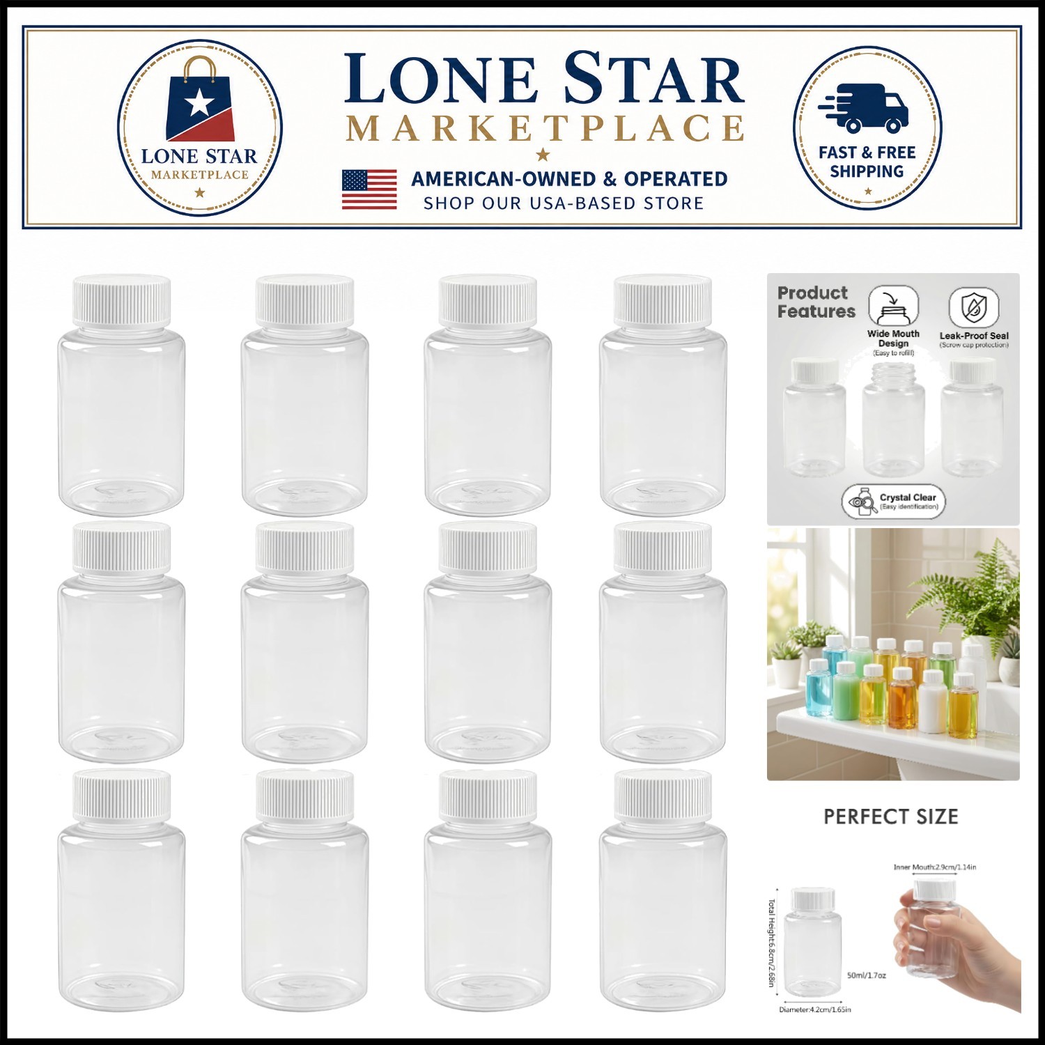 Lightweight 12PCS Refillable Plastic Bottles - Perfect for Outdoor Adventures
