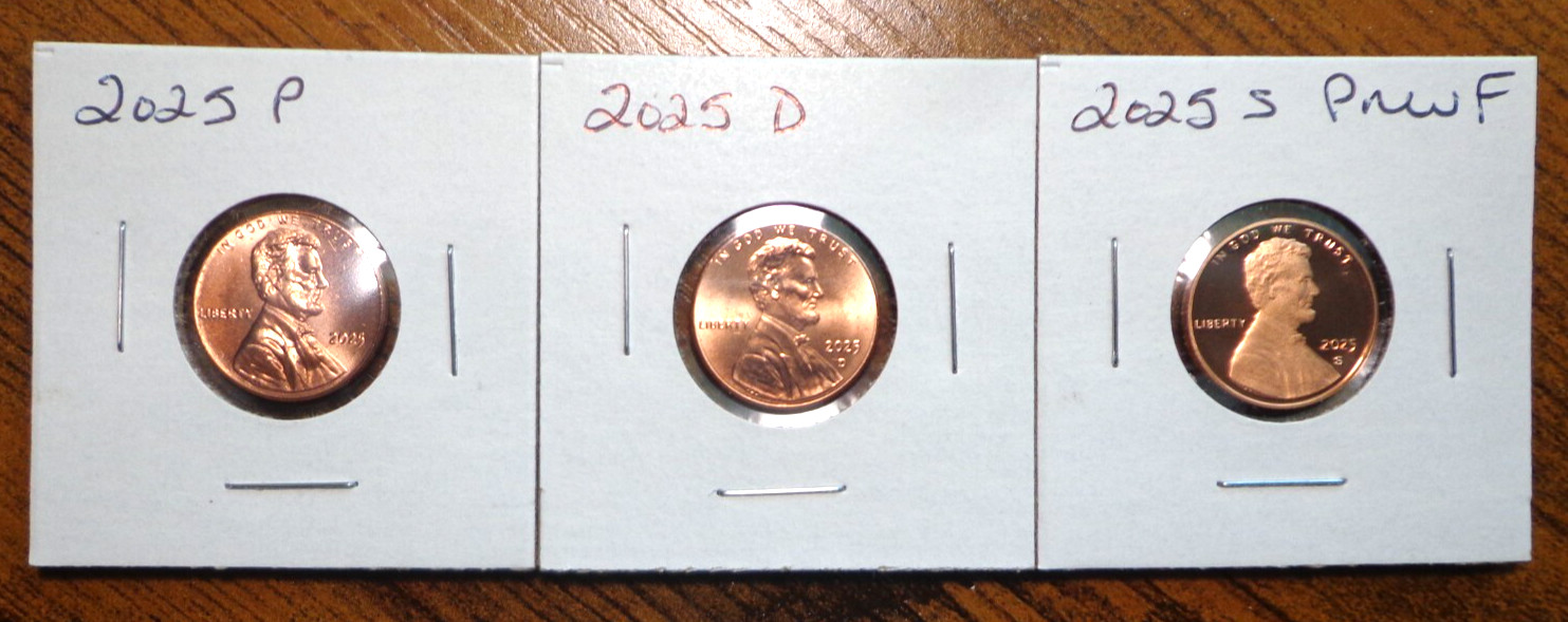 IN STOCK 2025 P D S Lincoln Proof Penny Cent Coin PDS 3 Coin Set Lot IN STOCK