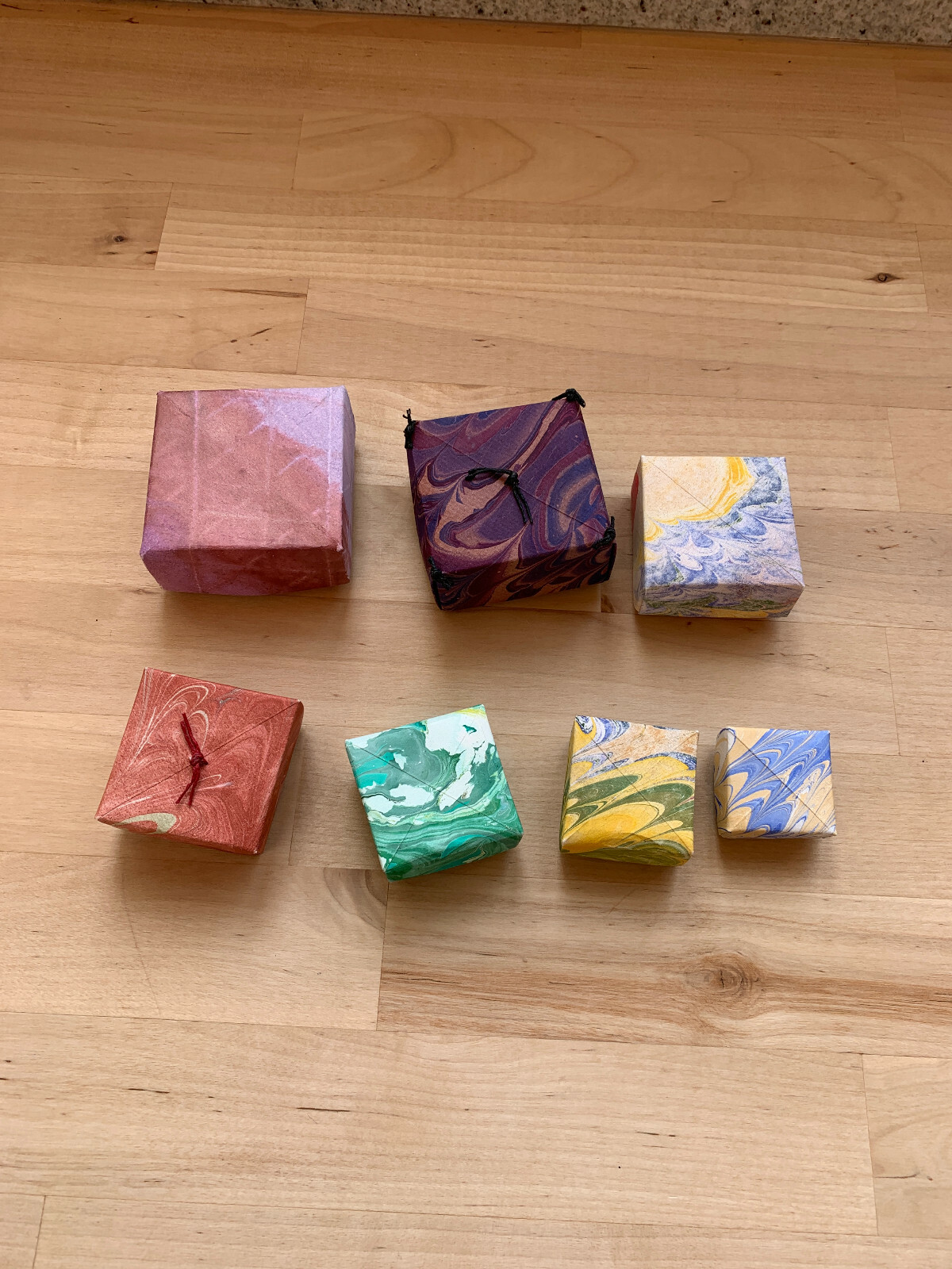 Handmade Paper Origami Boxes- Folded with Lids - 2.5" - 1.5"