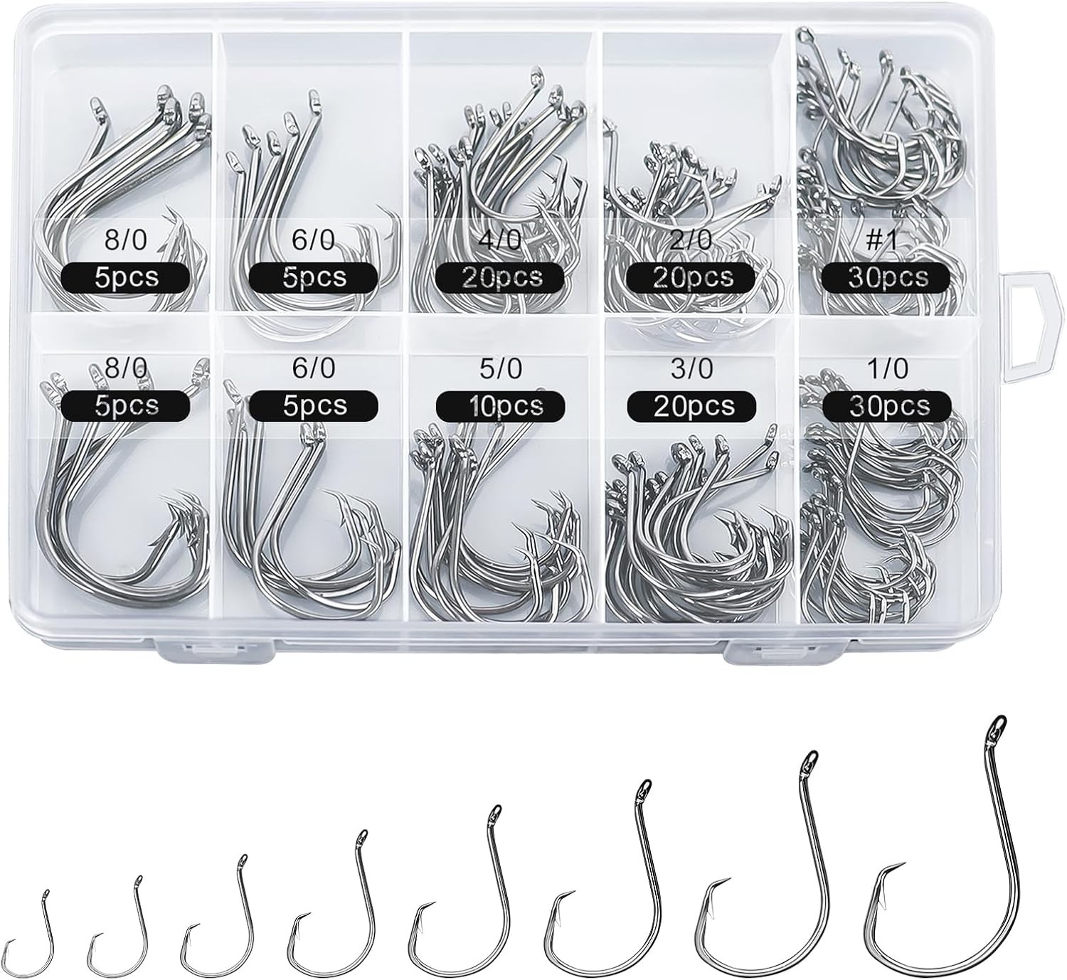 Circle Hooks, Strong High Carbon Steel Fresh and Saltwater Fishing Hooks,