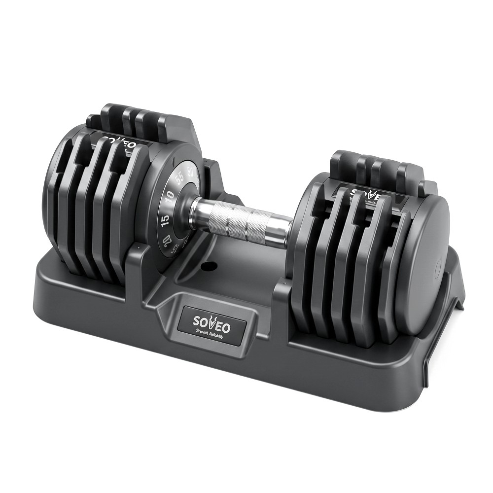 55 LBS Adjustable Dumbbell Iron Material Quick Adjust Weight Non Slip Grip