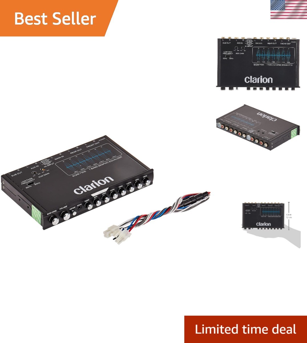 7-Band Car Audio Graphic Equalizer - BLACK