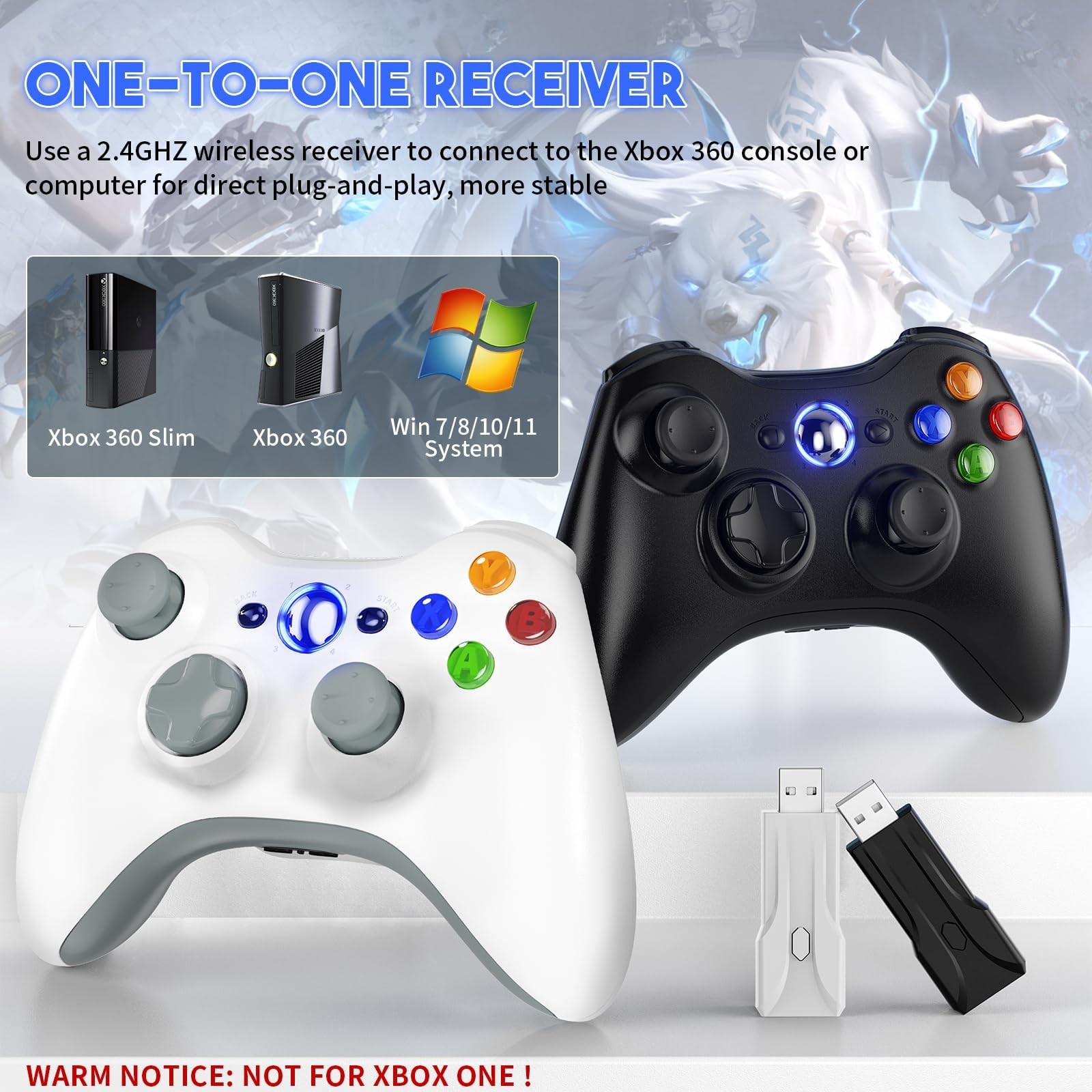 Gamrombo 2 Pack Replacement for Xbox 360 Controller, Wireless Controllers Gam...