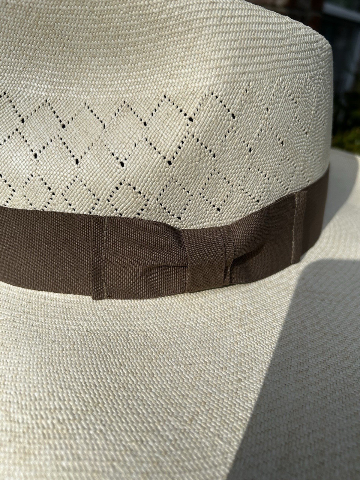 Tan - Panama Hat Band - Adjustable Size - Grosgrain W Bowtie