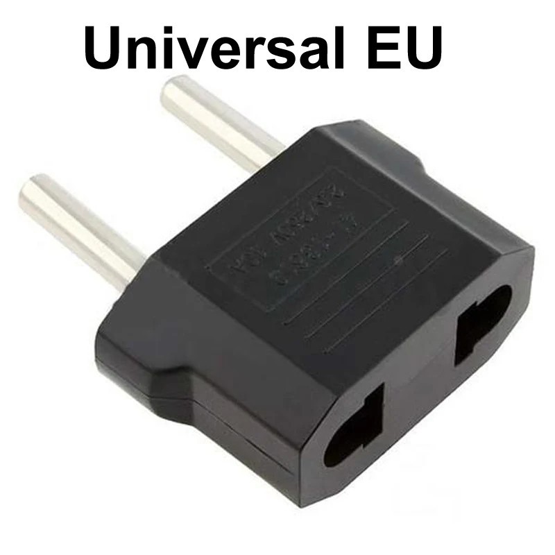 1Pcs EU Plug Adapter 2 Pin to EU 2 Round Pin Plug Socket Input AC 110V-250V 10A