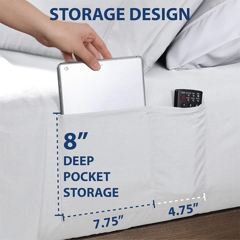 Microfiber Twin Bed Set Fitted Sheet W/ Storage Pockets Soft & Durable New