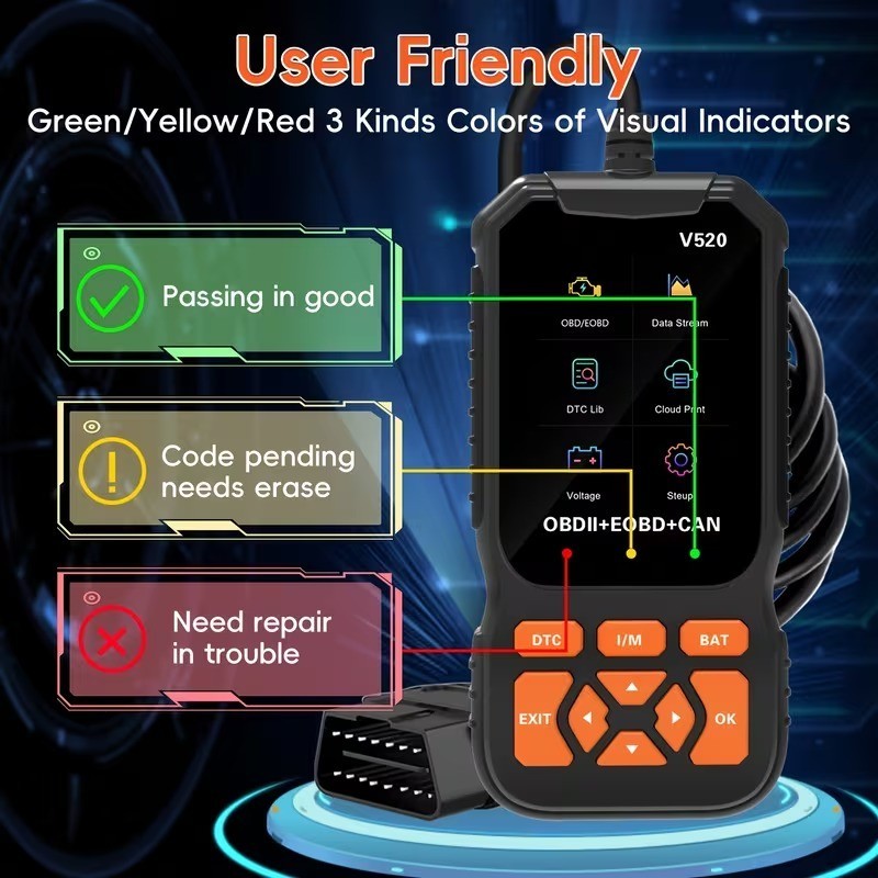 Professional V520 OBD2 Car Scanner, Check Engine, Read Erase Fault Code Tool