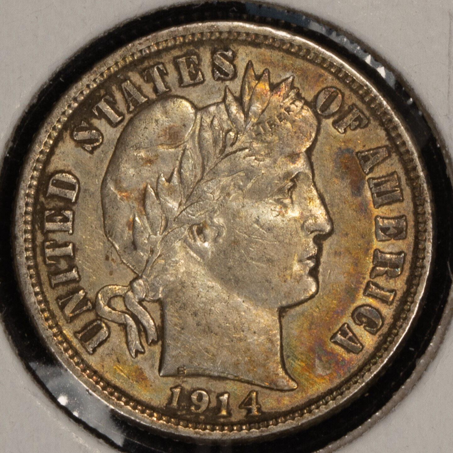 1914-D 10c Barber Silver Dime - Some Luster - AU Details - Value Coin - T4050