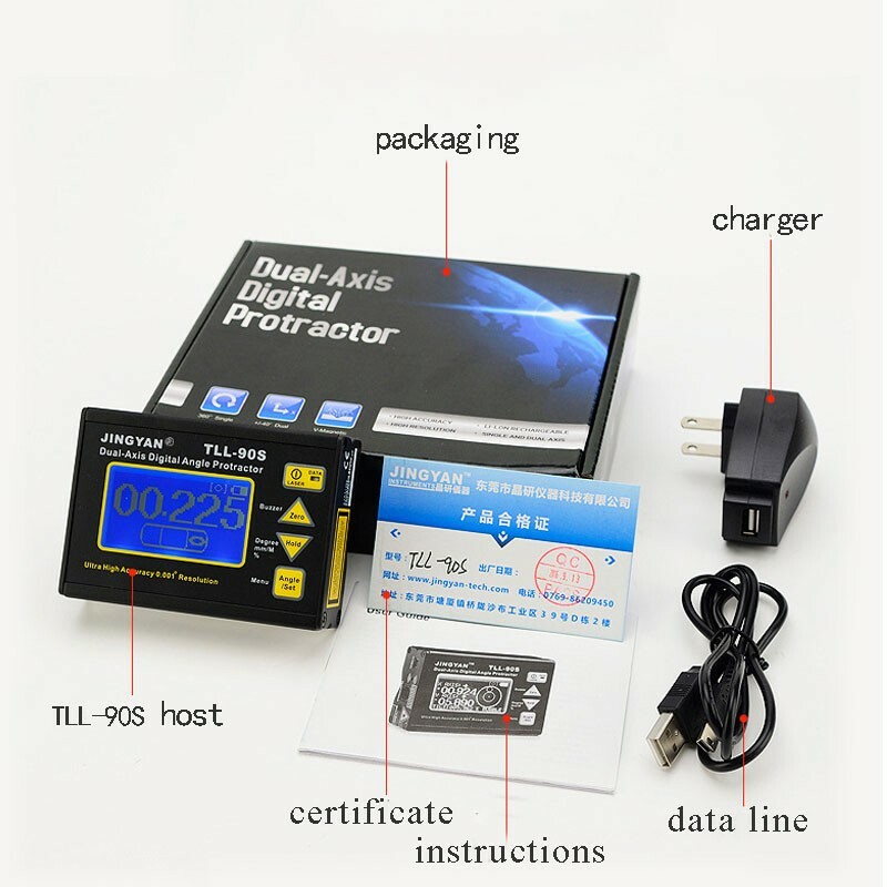 TTL-90S Magnetic Inclinometer Dual-Axis Angle Protractor Angle Finder Tool