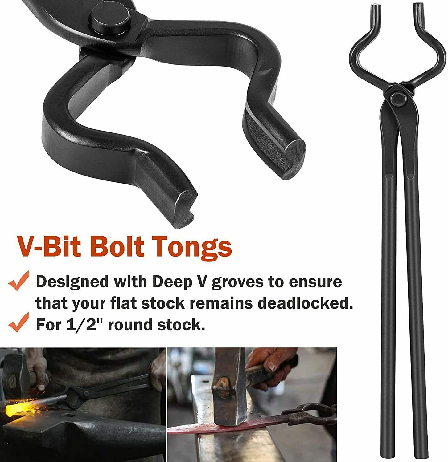 5PC Knife Making Blacksmith Tongs Bladesmith Hand Tool Set Anvil Vise Forge Flat