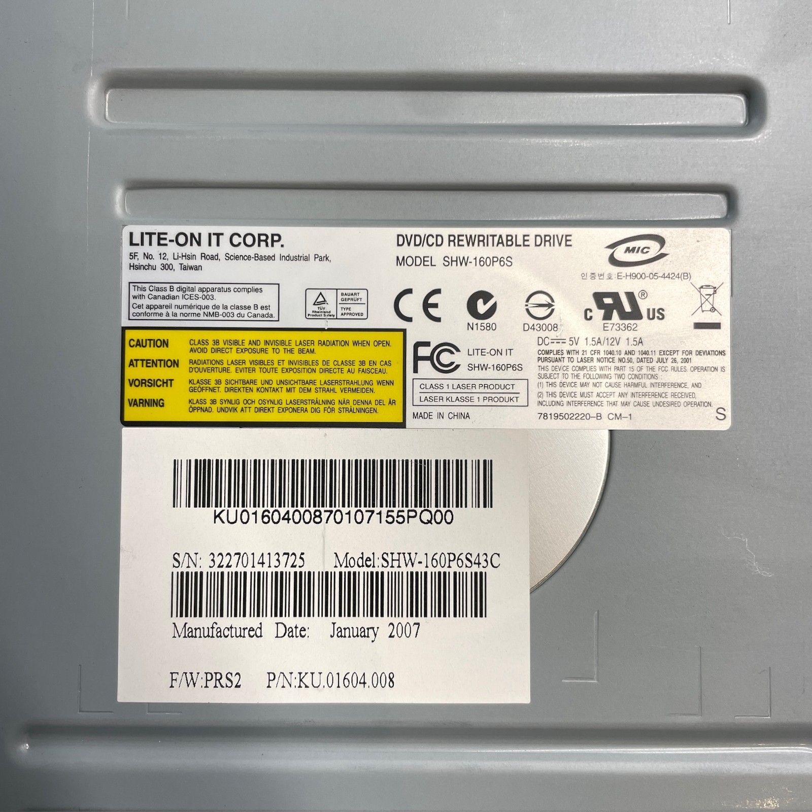 Lite-On SHW-160P6S DVD RW IDE Drive 5.25 Dual Layer CD Burner Working
