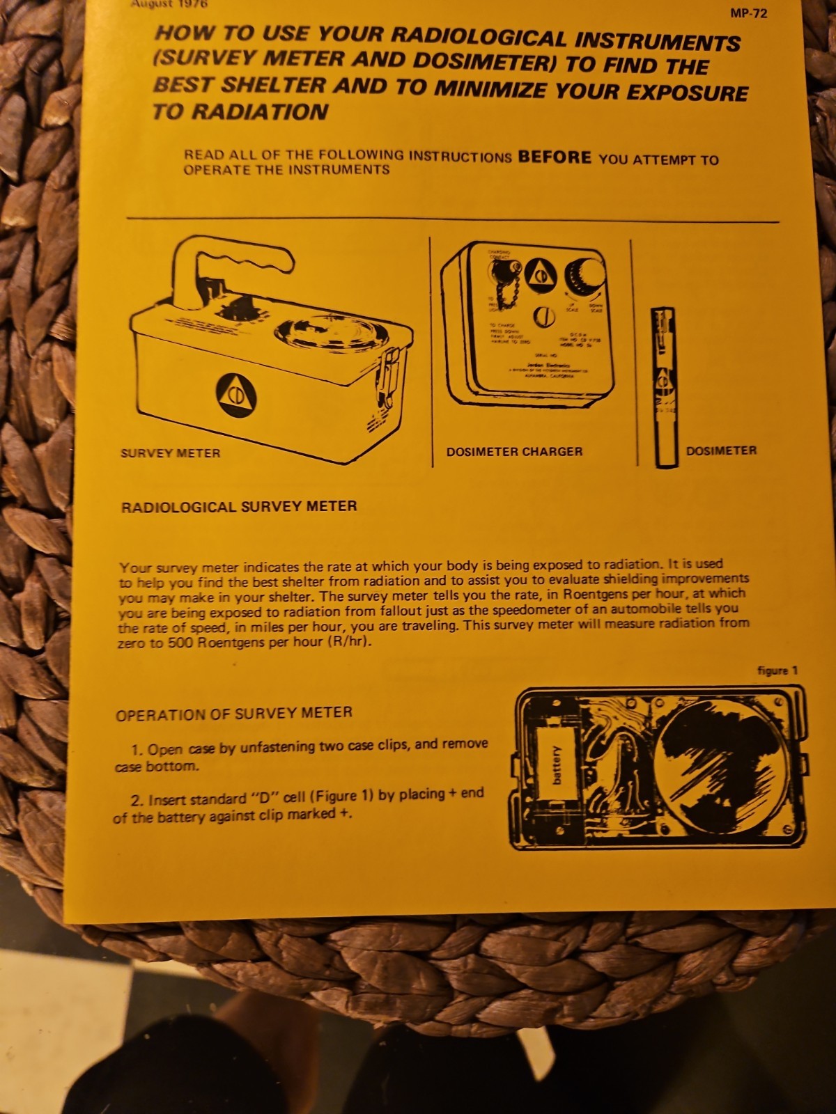Cd Raiological Survey Meter And Dosimeter Waterproof Instructions 8.5 X 11