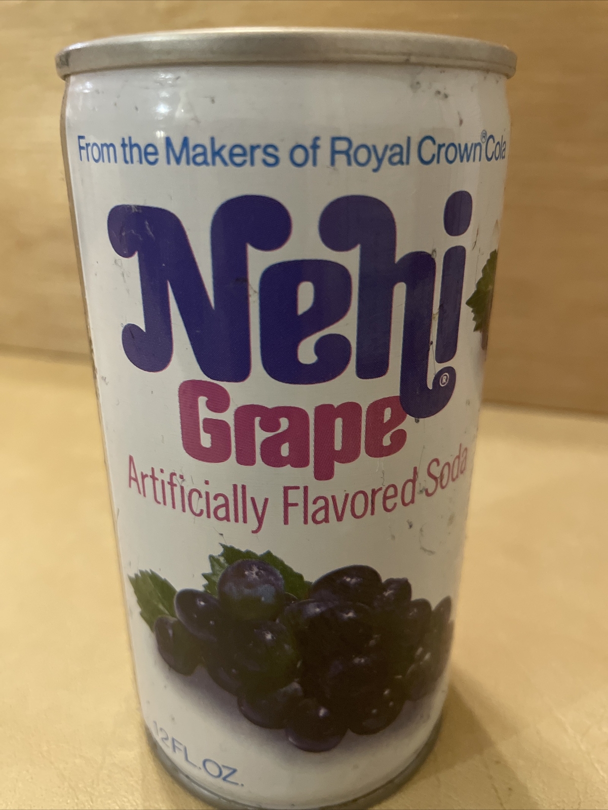Nehi Grape Soda Crimped steel wide seam PT soda can - 12oz