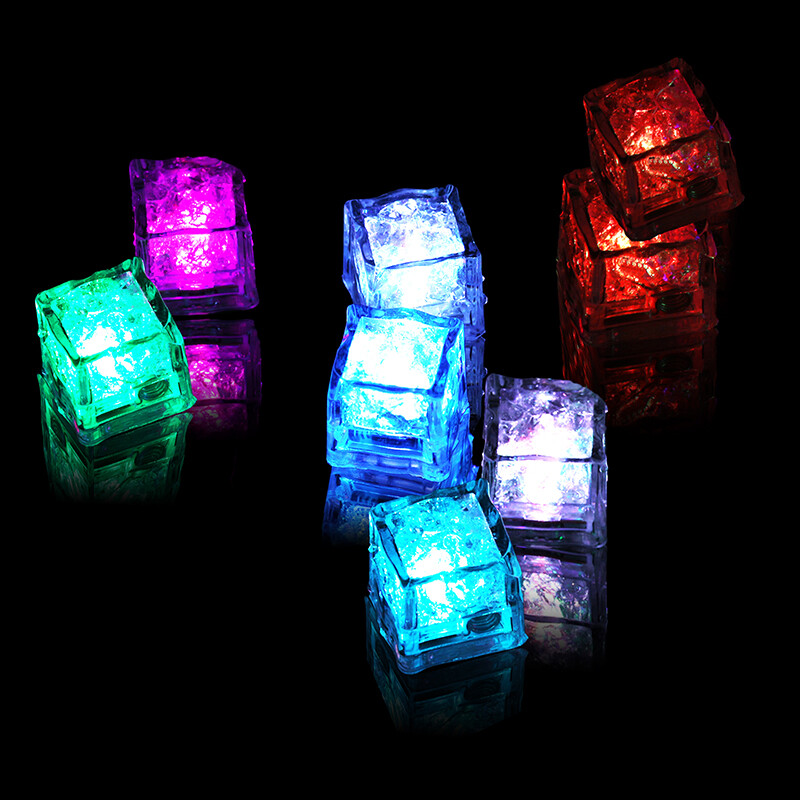 24Pcs LED Light Ice Cubes Liquid Sensor Luminous For Party Wedding Pond Bath