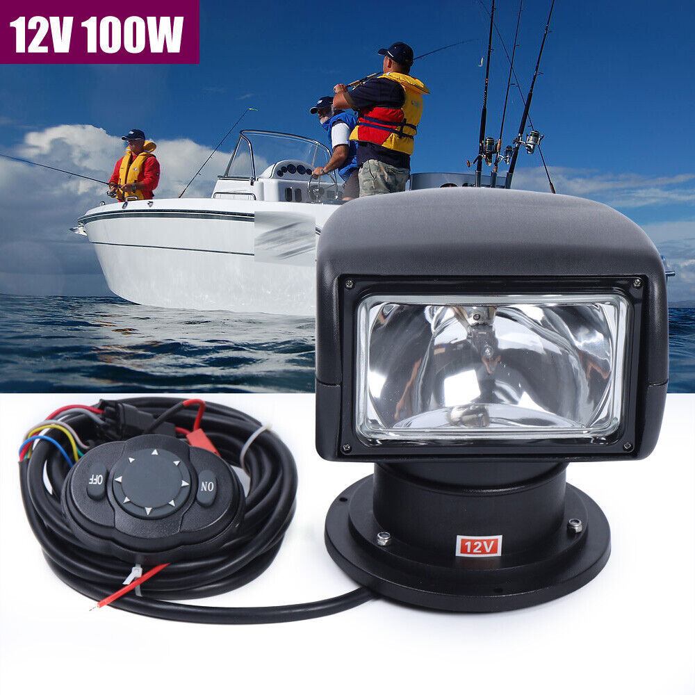 100W Marine Spotlight Offroad Truck Car Boat Search Light 12V W/ Remote Control