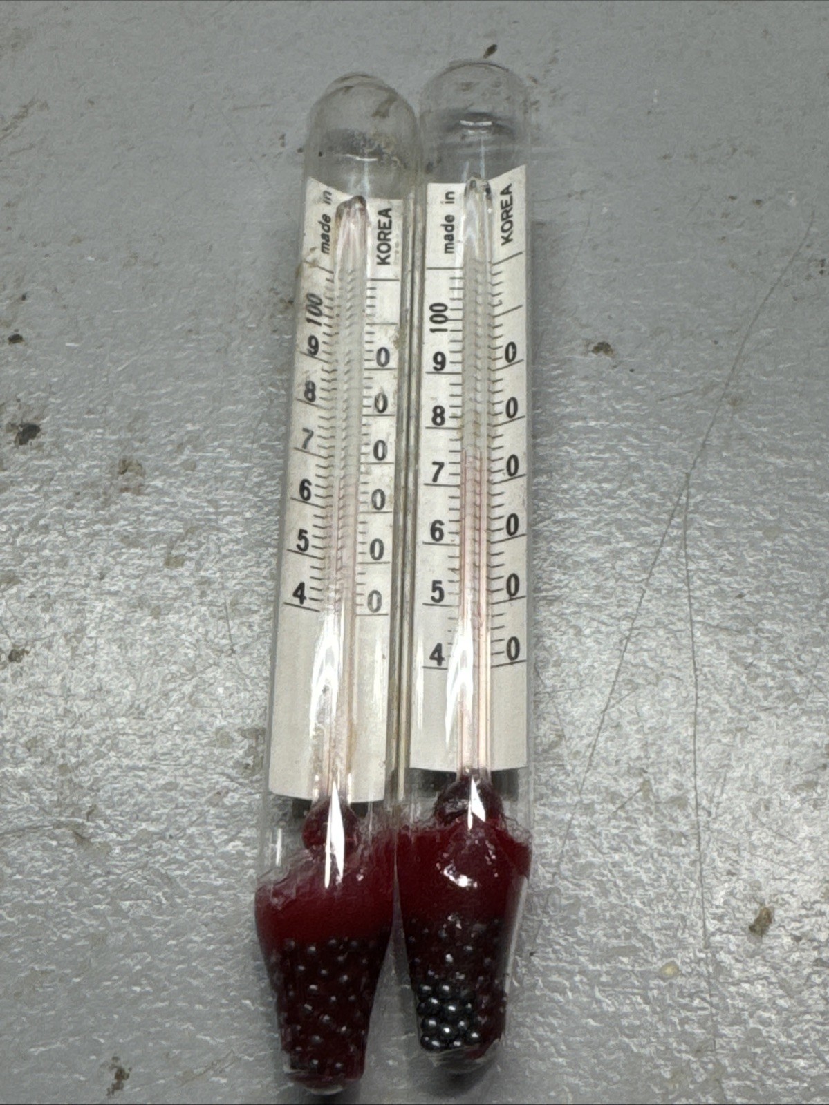 2 Floating Thermometers Beer and Wine Thermometer Glass Korea Vintage 4”