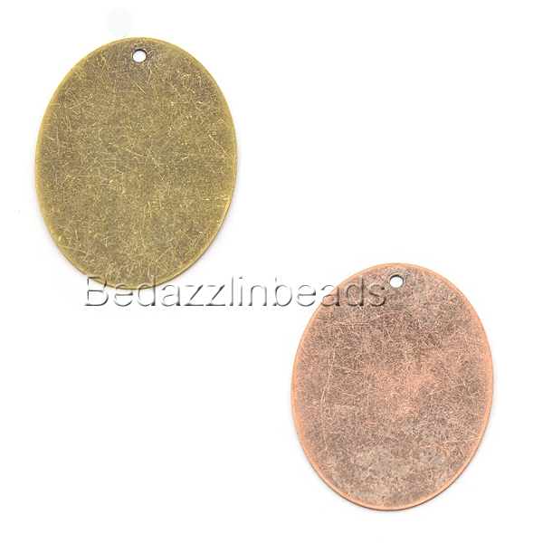 6 Big 40mm Flat Oval Engravable Stamping Blanks With Hole for Pendants & Charms